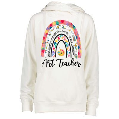 Art Teacher Rainbow Caring Dedicated Loving Vintage Womens Funnel Neck Pullover Hood