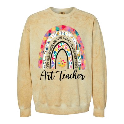 Art Teacher Rainbow Caring Dedicated Loving Vintage Colorblast Crewneck Sweatshirt