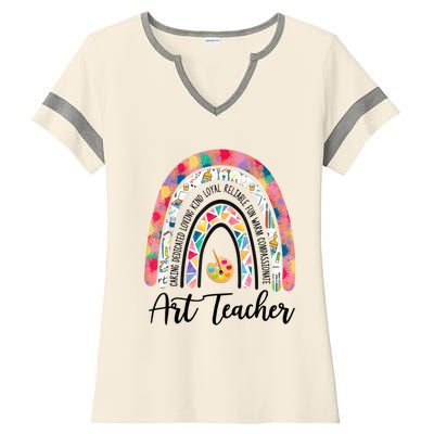 Art Teacher Rainbow Caring Dedicated Loving Vintage Ladies Halftime Notch Neck Tee