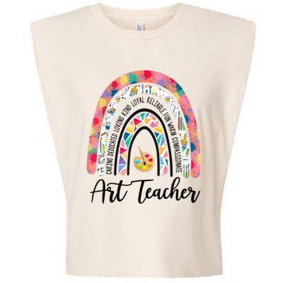 Art Teacher Rainbow Caring Dedicated Loving Vintage Garment-Dyed Women's Muscle Tee