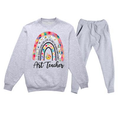 Art Teacher Rainbow Caring Dedicated Loving Vintage Premium Crewneck Sweatsuit Set