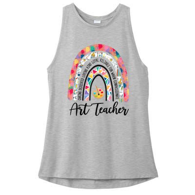 Art Teacher Rainbow Caring Dedicated Loving Vintage Ladies PosiCharge Tri-Blend Wicking Tank