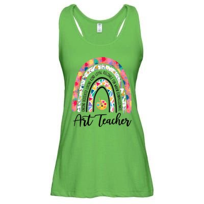 Art Teacher Rainbow Caring Dedicated Loving Vintage Ladies Essential Flowy Tank