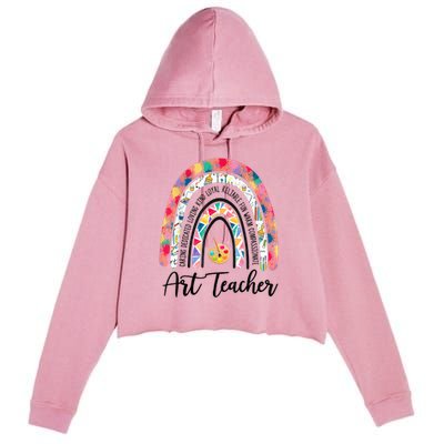 Art Teacher Rainbow Caring Dedicated Loving Vintage Crop Fleece Hoodie