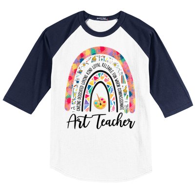 Art Teacher Rainbow Caring Dedicated Loving Vintage Baseball Sleeve Shirt