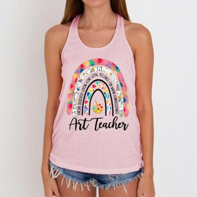 Art Teacher Rainbow Caring Dedicated Loving Vintage Women's Knotted Racerback Tank