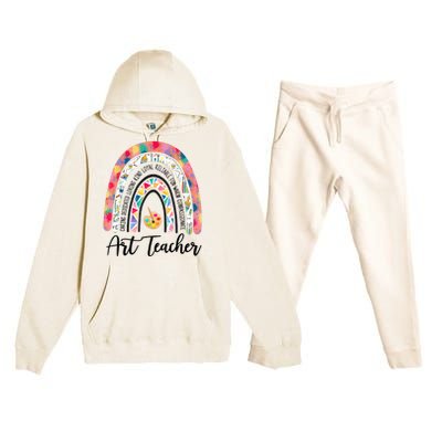 Art Teacher Rainbow Caring Dedicated Loving Vintage Premium Hooded Sweatsuit Set