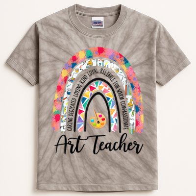 Art Teacher Rainbow Caring Dedicated Loving Vintage Kids Tie-Dye T-Shirt