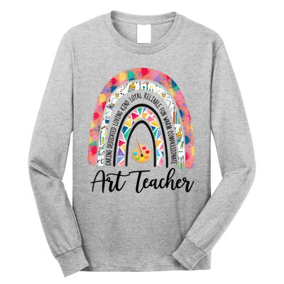 Art Teacher Rainbow Caring Dedicated Loving Vintage Long Sleeve Shirt