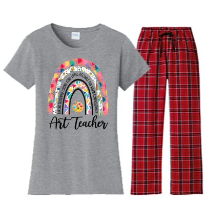 Art Teacher Rainbow Caring Dedicated Loving Vintage Women's Flannel Pajama Set