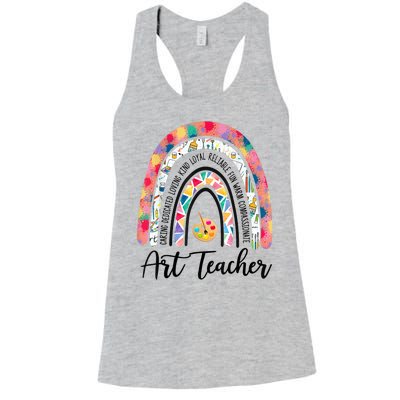 Art Teacher Rainbow Caring Dedicated Loving Vintage Women's Racerback Tank