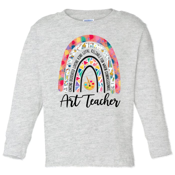 Art Teacher Rainbow Caring Dedicated Loving Vintage Toddler Long Sleeve Shirt