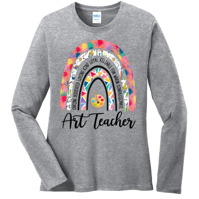 Art Teacher Rainbow Caring Dedicated Loving Vintage Ladies Long Sleeve Shirt