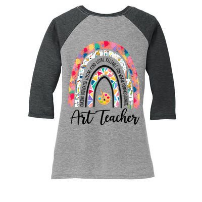 Art Teacher Rainbow Caring Dedicated Loving Vintage Women's Tri-Blend 3/4-Sleeve Raglan Shirt