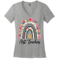 Art Teacher Rainbow Caring Dedicated Loving Vintage Women's V-Neck T-Shirt