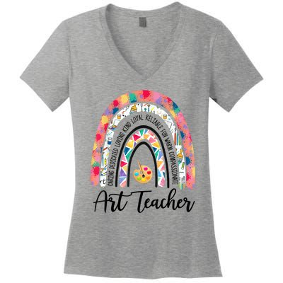 Art Teacher Rainbow Caring Dedicated Loving Vintage Women's V-Neck T-Shirt