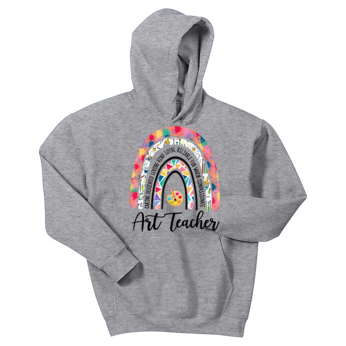 Art Teacher Rainbow Caring Dedicated Loving Vintage Kids Hoodie