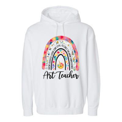 Art Teacher Rainbow Caring Dedicated Loving Vintage Garment-Dyed Fleece Hoodie