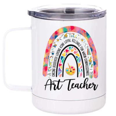 Art Teacher Rainbow Caring Dedicated Loving Vintage 12 oz Stainless Steel Tumbler Cup