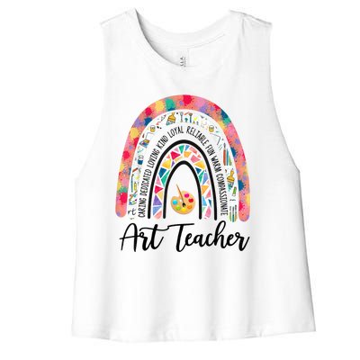 Art Teacher Rainbow Caring Dedicated Loving Vintage Women's Racerback Cropped Tank