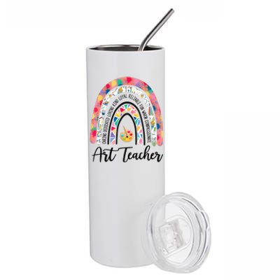 Art Teacher Rainbow Caring Dedicated Loving Vintage Stainless Steel Tumbler