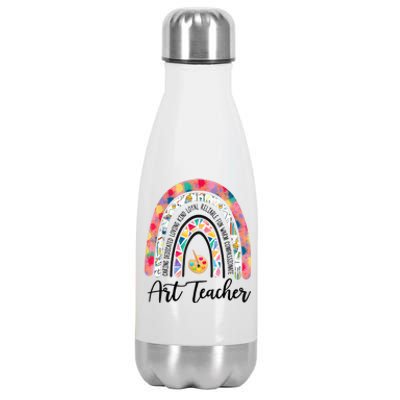 Art Teacher Rainbow Caring Dedicated Loving Vintage Stainless Steel Insulated Water Bottle