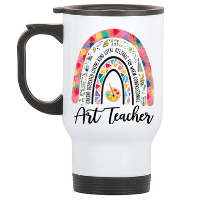 Art Teacher Rainbow Caring Dedicated Loving Vintage Stainless Steel Travel Mug