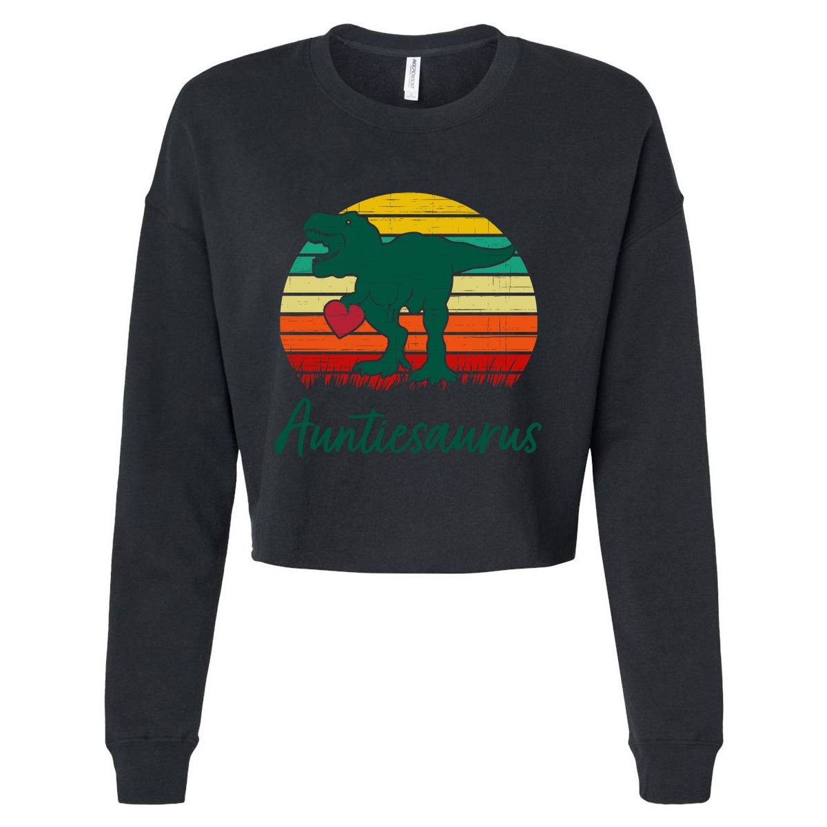 Auntiesaurus T Rex Dinosaur Cute Aunt Gift Cropped Pullover Crew