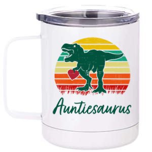 Auntiesaurus T Rex Dinosaur Cute Aunt Gift 12 oz Stainless Steel Tumbler Cup