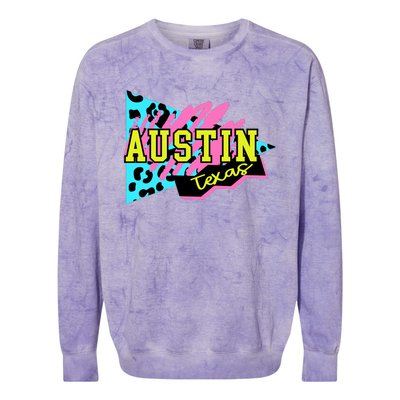 Austin Texas Retro 90s Colorblast Crewneck Sweatshirt