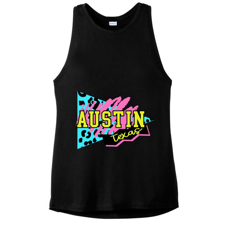 Austin Texas Retro 90s Ladies PosiCharge Tri-Blend Wicking Tank
