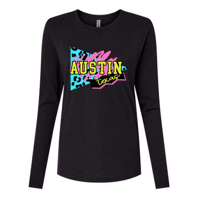 Austin Texas Retro 90s Womens Cotton Relaxed Long Sleeve T-Shirt