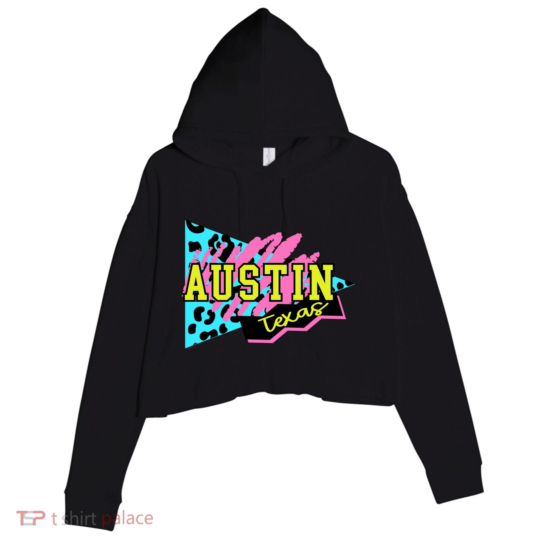 Austin Texas Retro 90s Crop Fleece Hoodie