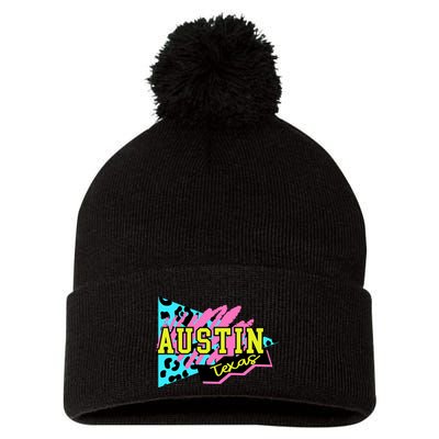 Austin Texas Retro 90s Pom Pom 12in Knit Beanie