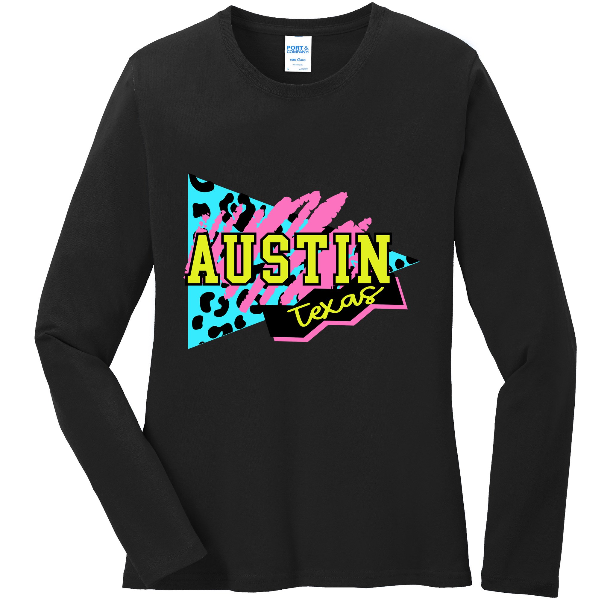 Austin Texas Retro 90s Ladies Long Sleeve Shirt