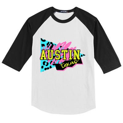 Austin Texas Retro 90s Kids Colorblock Raglan Jersey