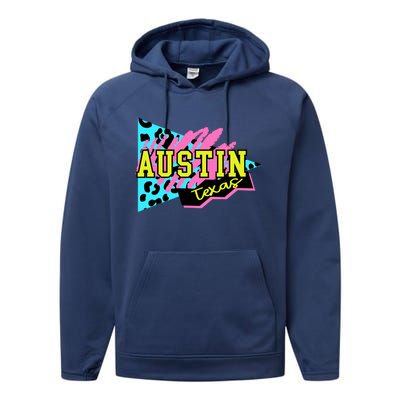 Austin Texas Retro 90s Performance Fleece Hoodie