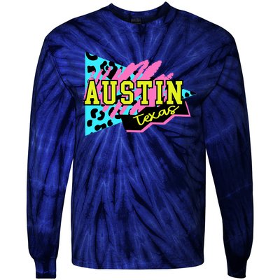 Austin Texas Retro 90s Tie-Dye Long Sleeve Shirt