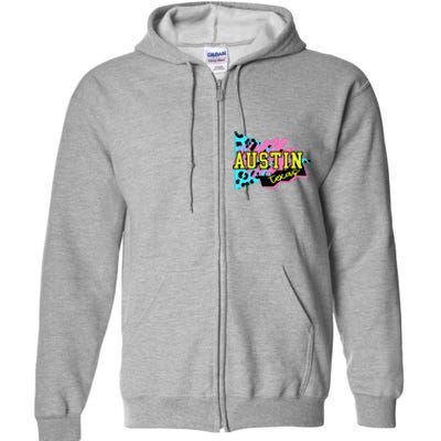 Austin Texas Retro 90s Full Zip Hoodie