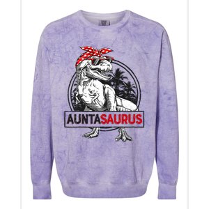 Auntasaurus T Rex Dinosaur Auntie Saurus Family Matching Colorblast Crewneck Sweatshirt