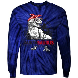 Auntasaurus T Rex Dinosaur Auntie Saurus Family Matching Tie-Dye Long Sleeve Shirt