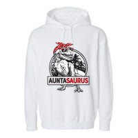 Auntasaurus T Rex Dinosaur Auntie Saurus Family Matching Garment-Dyed Fleece Hoodie