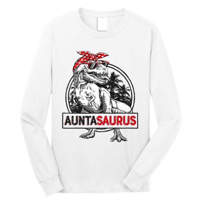 Auntasaurus T Rex Dinosaur Auntie Saurus Family Matching Long Sleeve Shirt