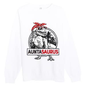 Auntasaurus T Rex Dinosaur Auntie Saurus Family Matching Premium Crewneck Sweatshirt