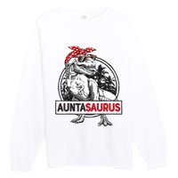 Auntasaurus T Rex Dinosaur Auntie Saurus Family Matching Premium Crewneck Sweatshirt