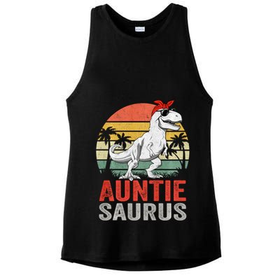 Auntiesaurus T Rex Dinosaur Auntie Saurus Family Matching Long Sleeve Ladies PosiCharge Tri-Blend Wicking Tank