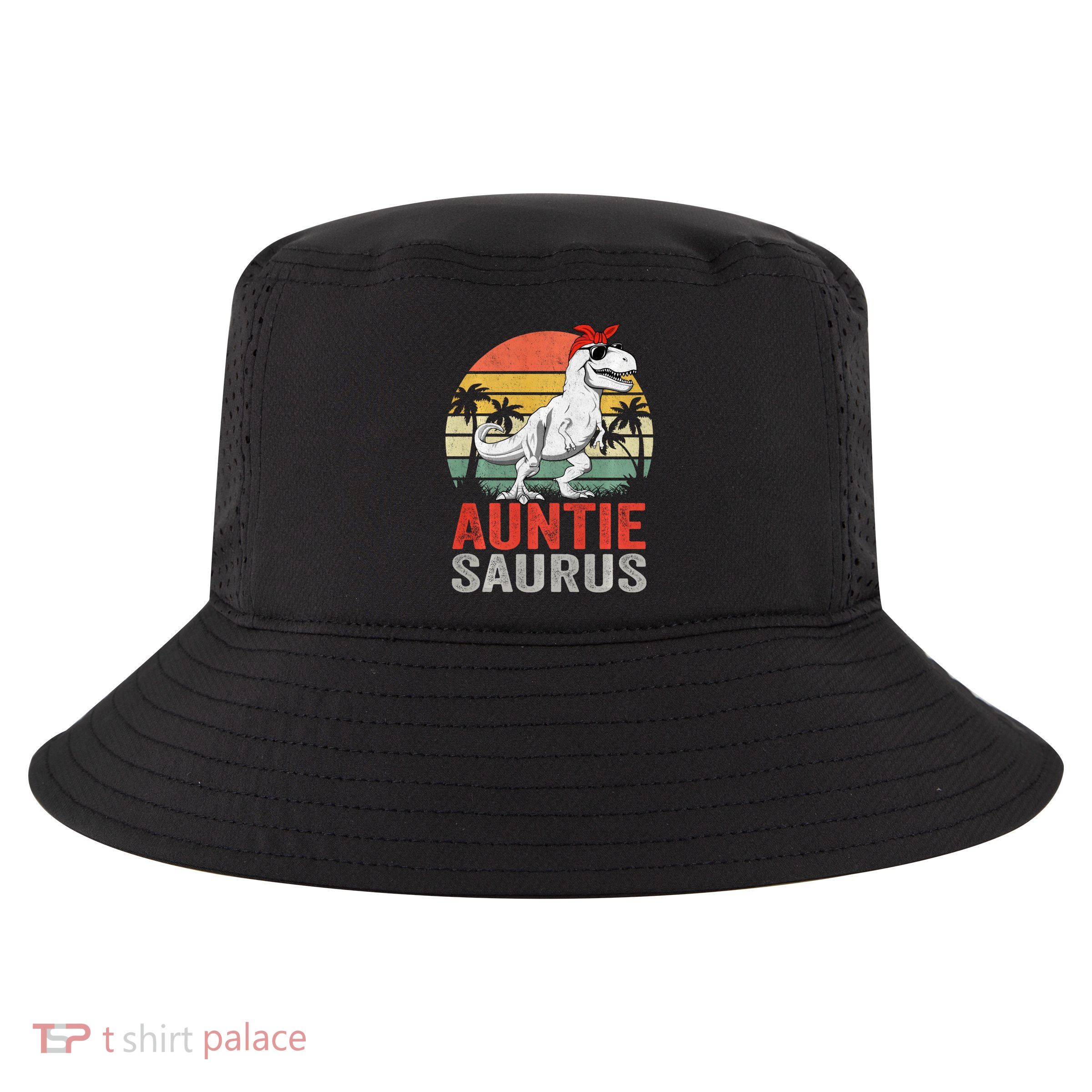 Auntiesaurus T Rex Dinosaur Auntie Saurus Family Matching Long Sleeve Cool Comfort Performance Bucket Hat