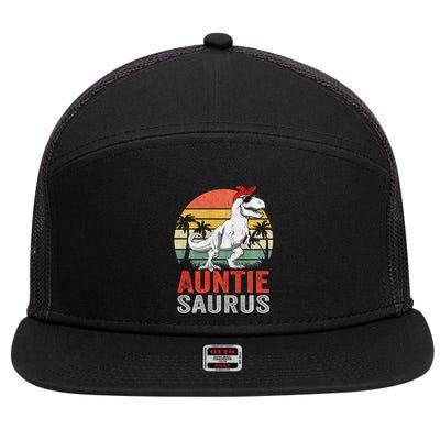 Auntiesaurus T Rex Dinosaur Auntie Saurus Family Matching Long Sleeve 7 Panel Mesh Trucker Snapback Hat