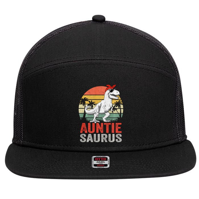 Auntiesaurus T Rex Dinosaur Auntie Saurus Family Matching Long Sleeve 7 Panel Mesh Trucker Snapback Hat