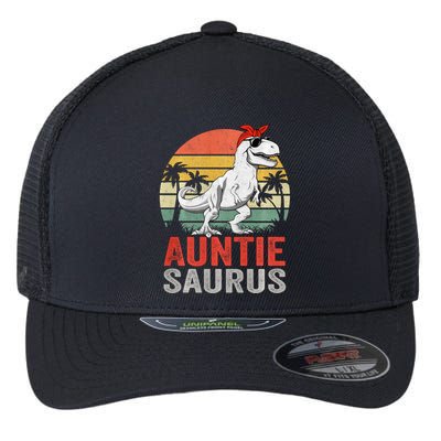 Auntiesaurus T Rex Dinosaur Auntie Saurus Family Matching Long Sleeve Flexfit Unipanel Trucker Cap